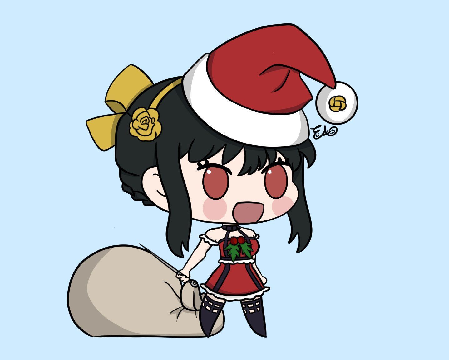 Versions of Yor Forger Padoru drawn by @_EriArts